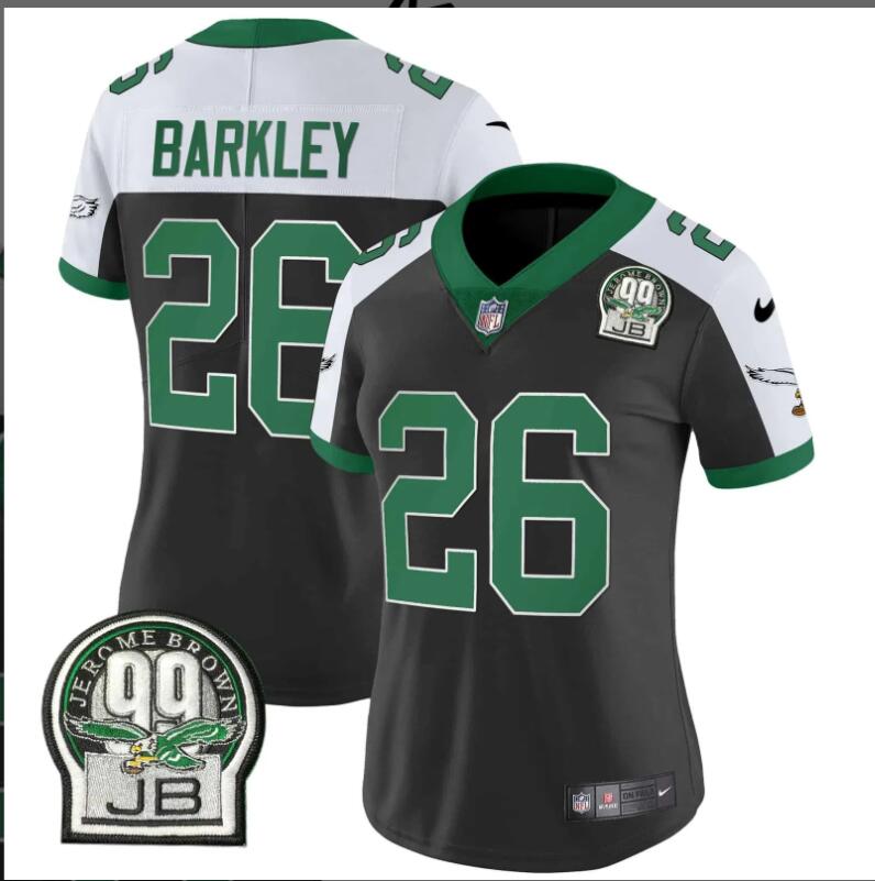 Women Philadelphia Eagles #26 Jerome Brown Patch Kelly Green black 2024 NFL Nike jerseys
